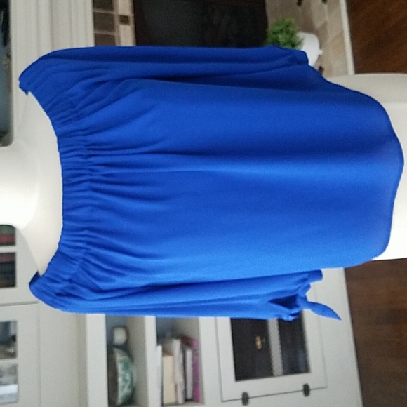 Express Royal Blue Off The Shoulder  Long Sleeve Top - Picture 3 of 4